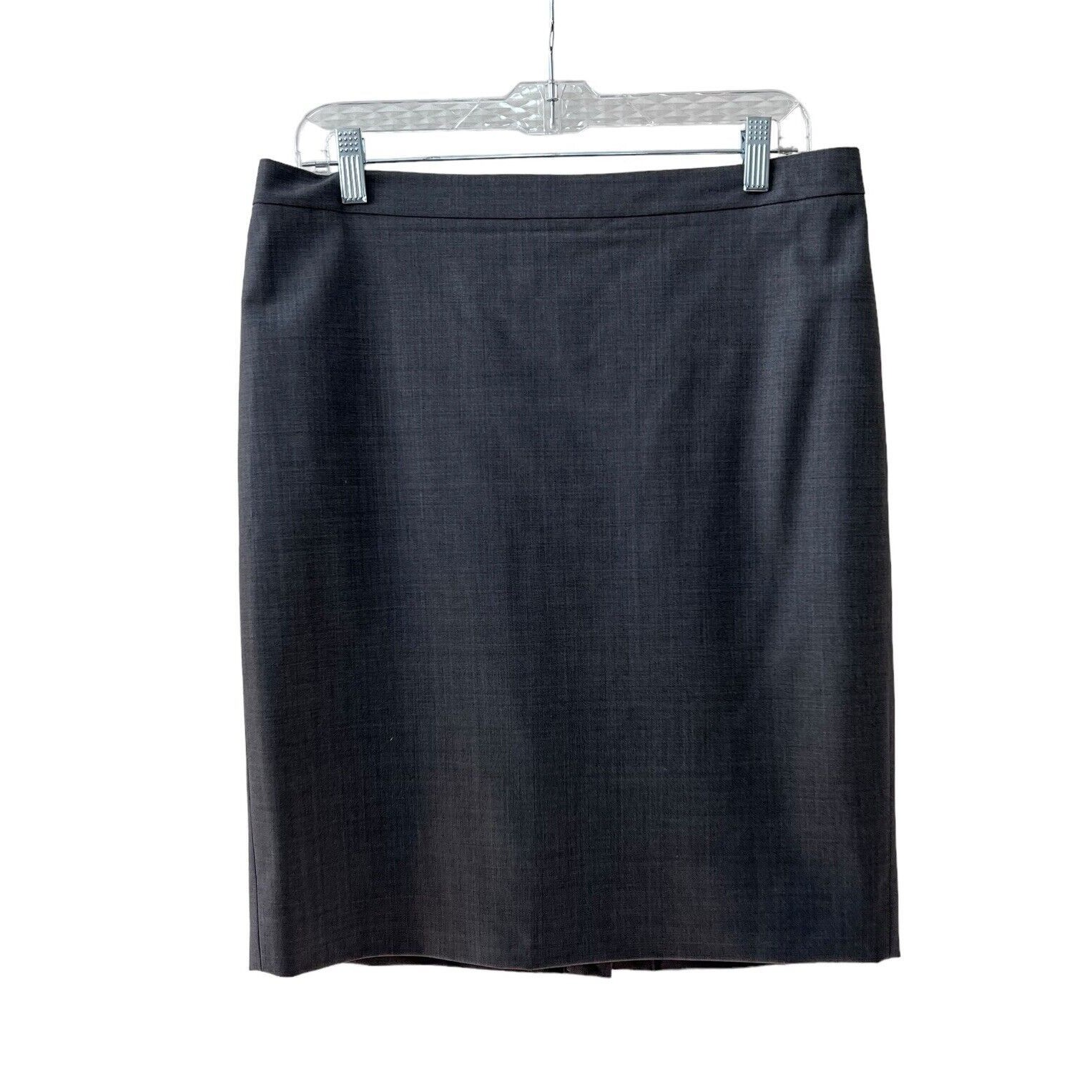 J. Crew Bi-Stretch Women's Wool Blend Gray Pencil Skirt Back Slit Size 10